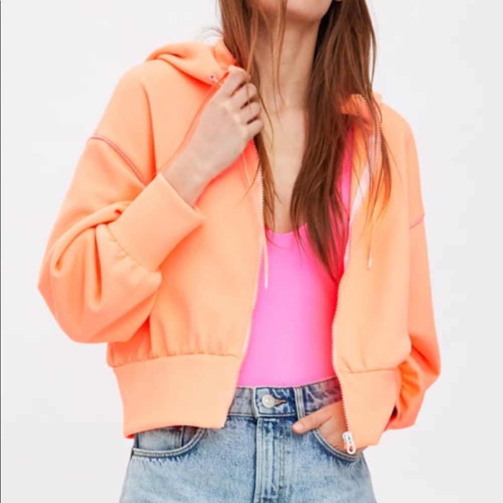 Zara Cropped Hooded Sweatshirt